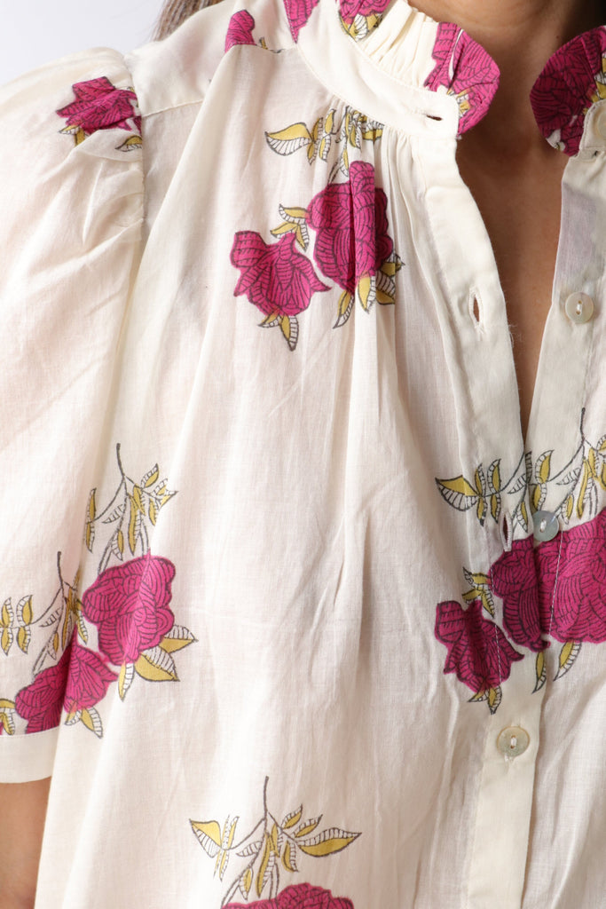 Alix of Bohemia Winnie Cerise Rosette Shirt tops-blouses Alix of Bohemia 