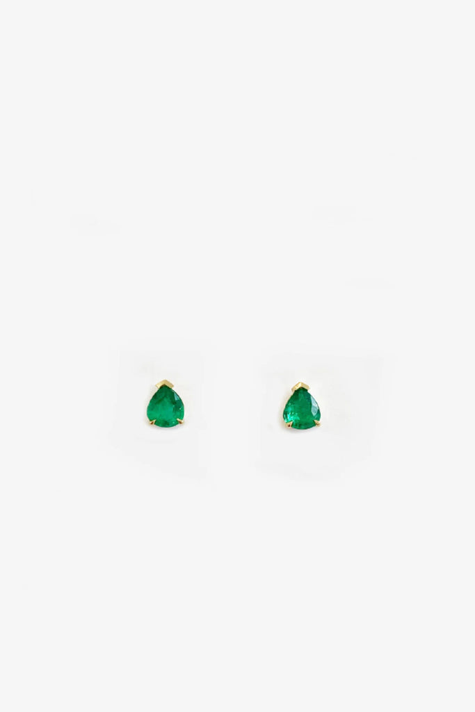 Azlee Pear Emerald Studs in Prongs Jewelry Azlee 