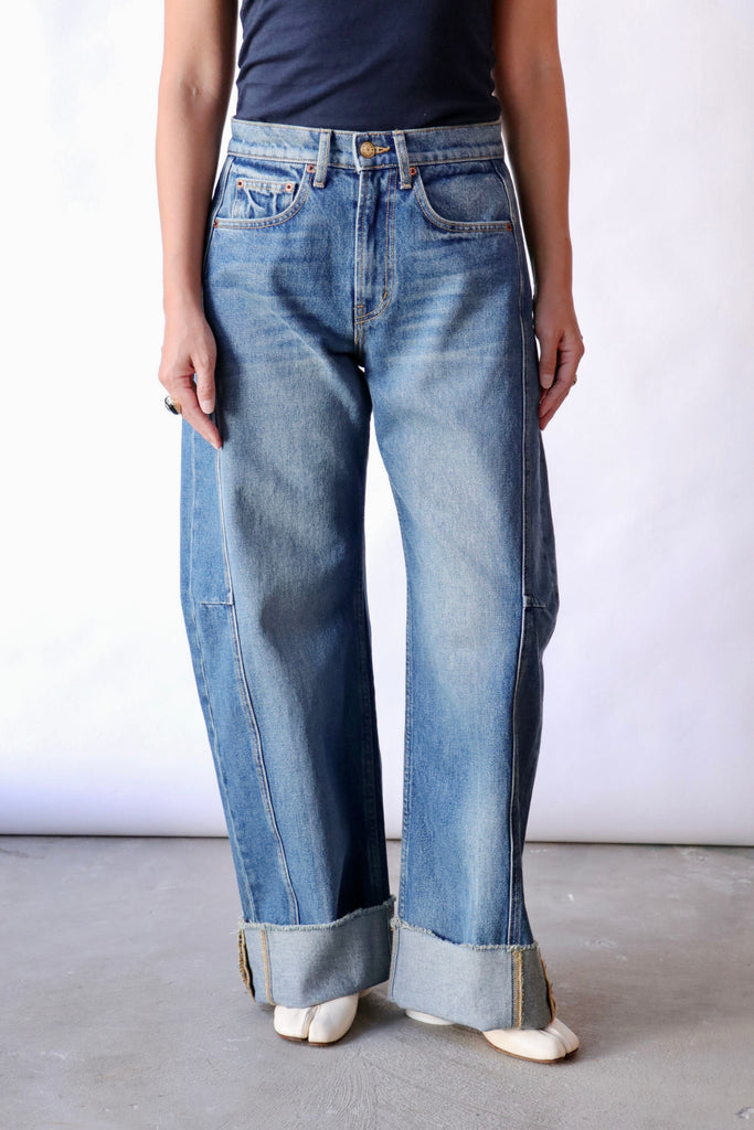 B Sides Relaxed Lasso Cuffed in Vista Blue Bottoms B Sides 