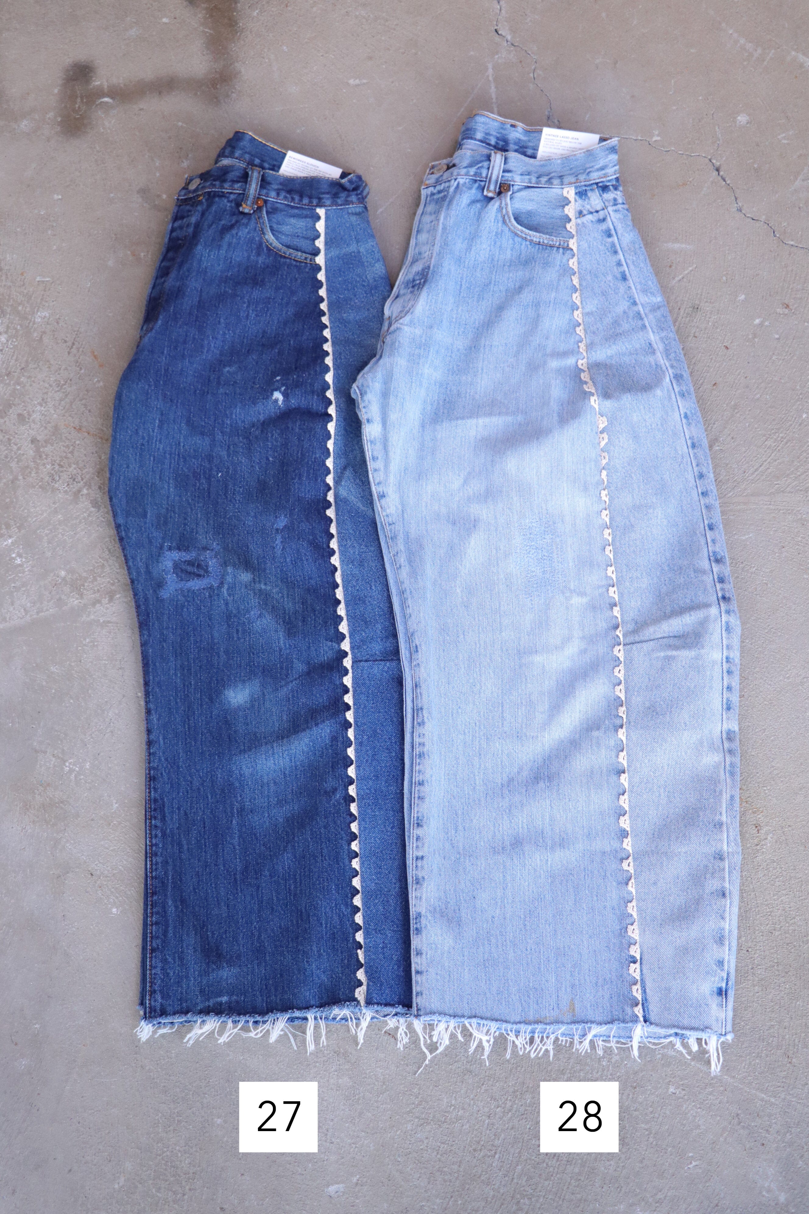 B SIDES バミューダ ヴィンテージ ラッソ B Sides Vintage Lasso in Vintage Indigo w/ Tatted Lace | WE