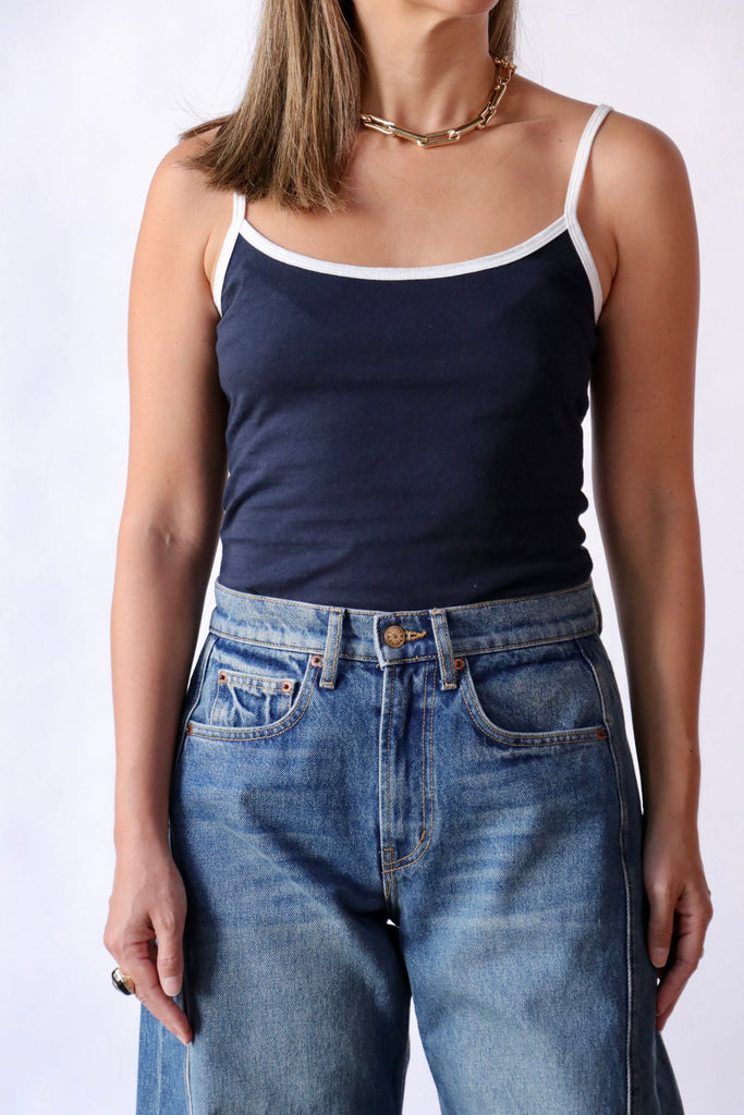 B Sides Zora Ringer Tank in Navy White T-Shirts & Tanks B Sides 