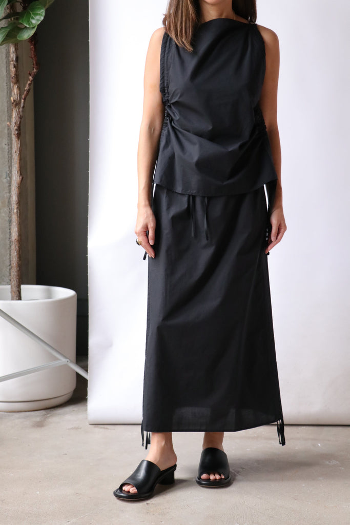 Baserange Pictorial Strap Skirt in Black Bottoms Baserange 