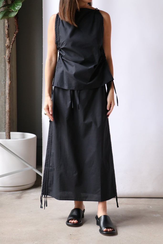 Baserange Pictorial Strap Skirt in Black Bottoms Baserange 