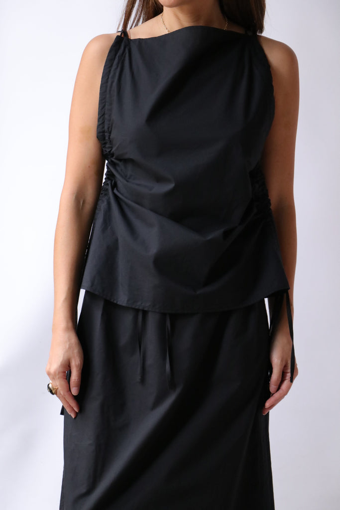 Baserange Pictorial Strap Top in Black tops-blouses Baserange 