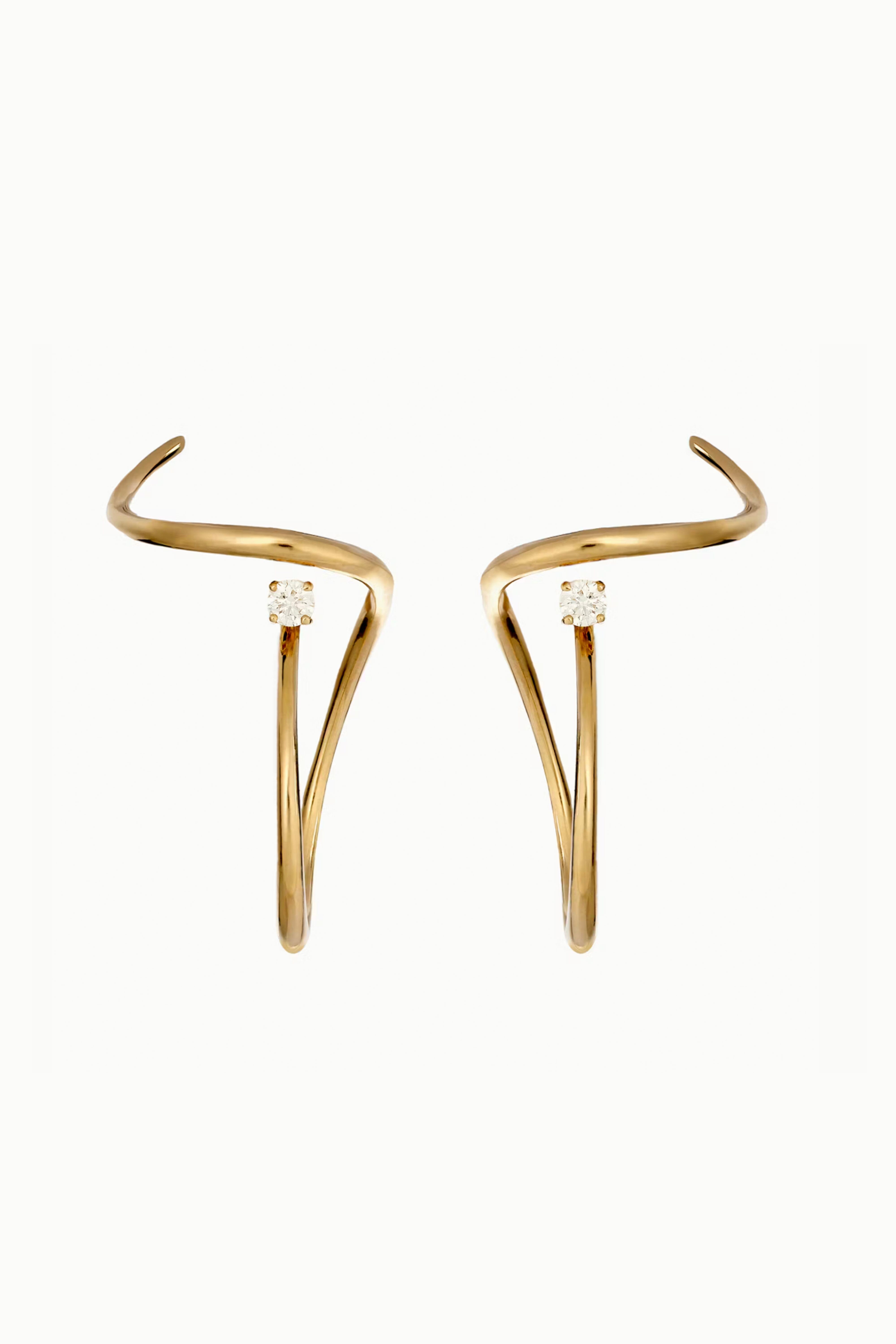 Charlotte Chesnais Serti Sculpté Looping Earrings in 18K | WE ARE