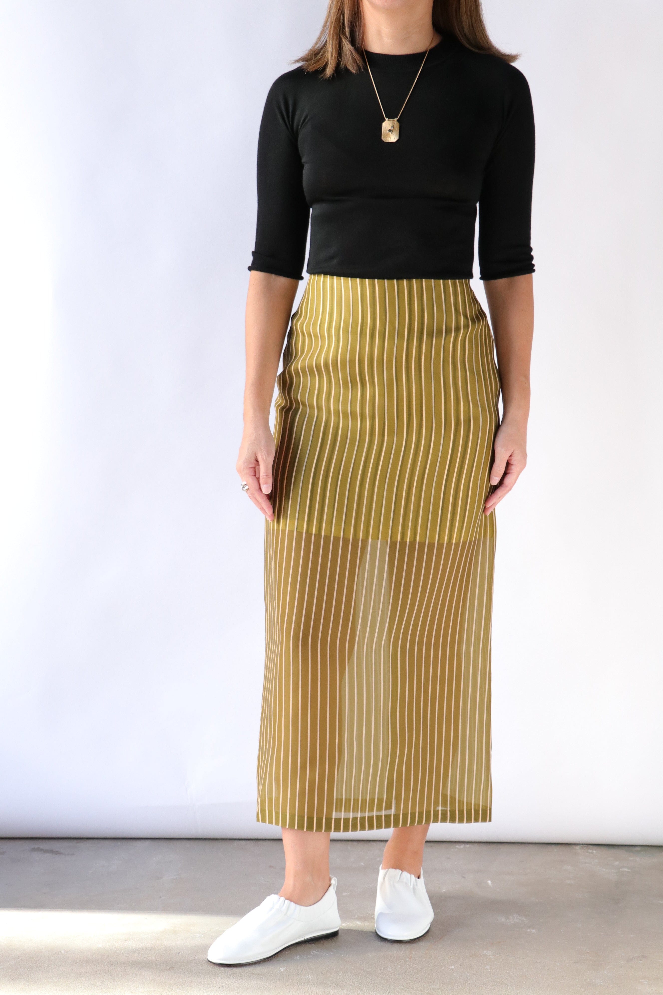 CHRISTIAN WIJNANTS ワイナンツ Khais Skirt Christian Wijnants Susa Khaki Skirt in Peach Stripes | WE