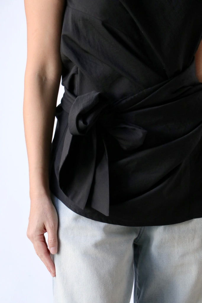 Christian Wijnants Tefo Strapped Top in Black tops-blouses Christian Wijnants 
