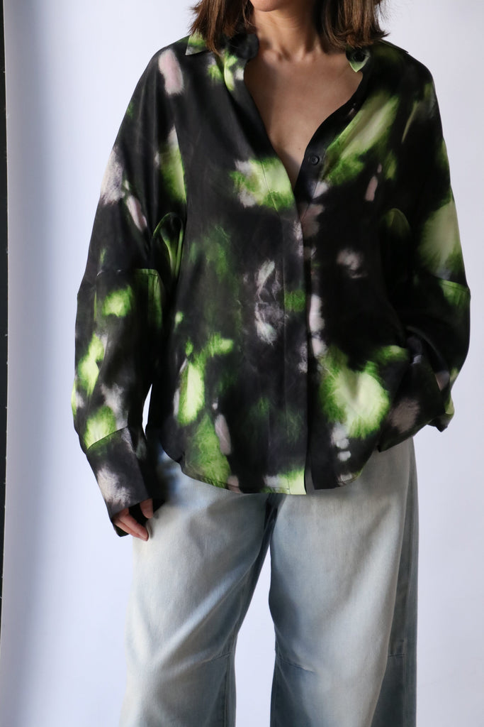 Christian Wijnants Toriano Oversized Shirt in Black Lime Pigments tops-blouses Christian Wijnants 