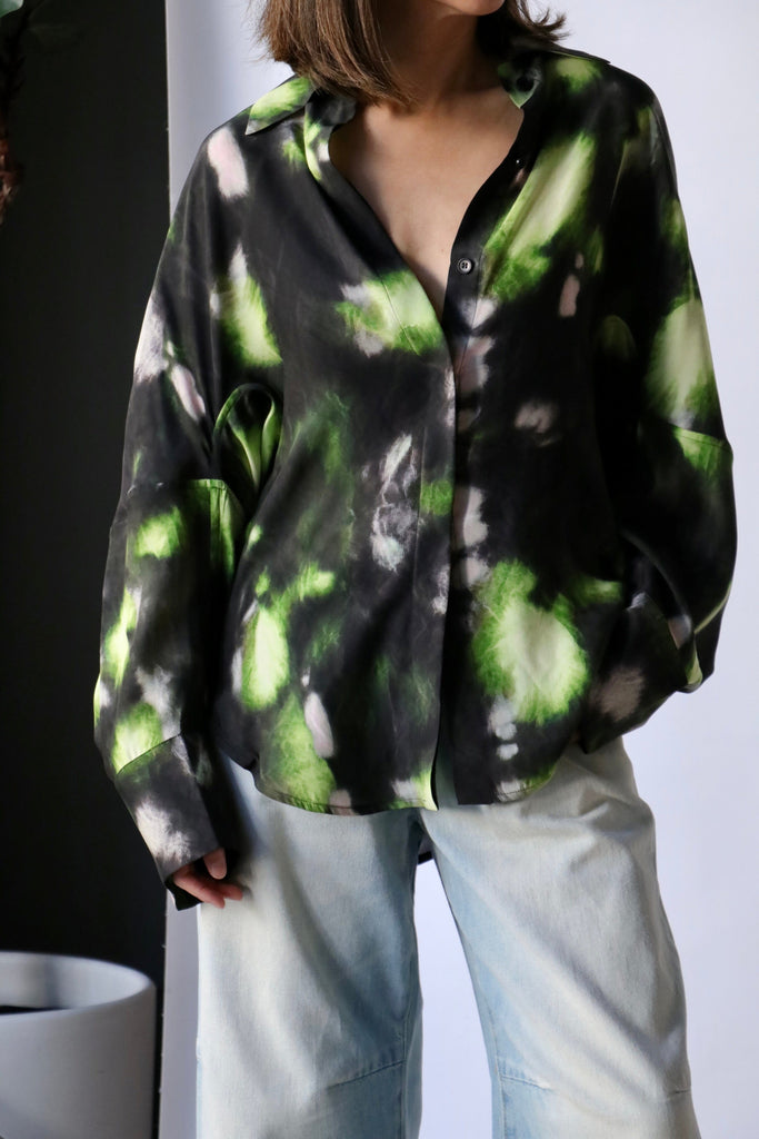 Christian Wijnants Toriano Oversized Shirt in Black Lime Pigments tops-blouses Christian Wijnants 
