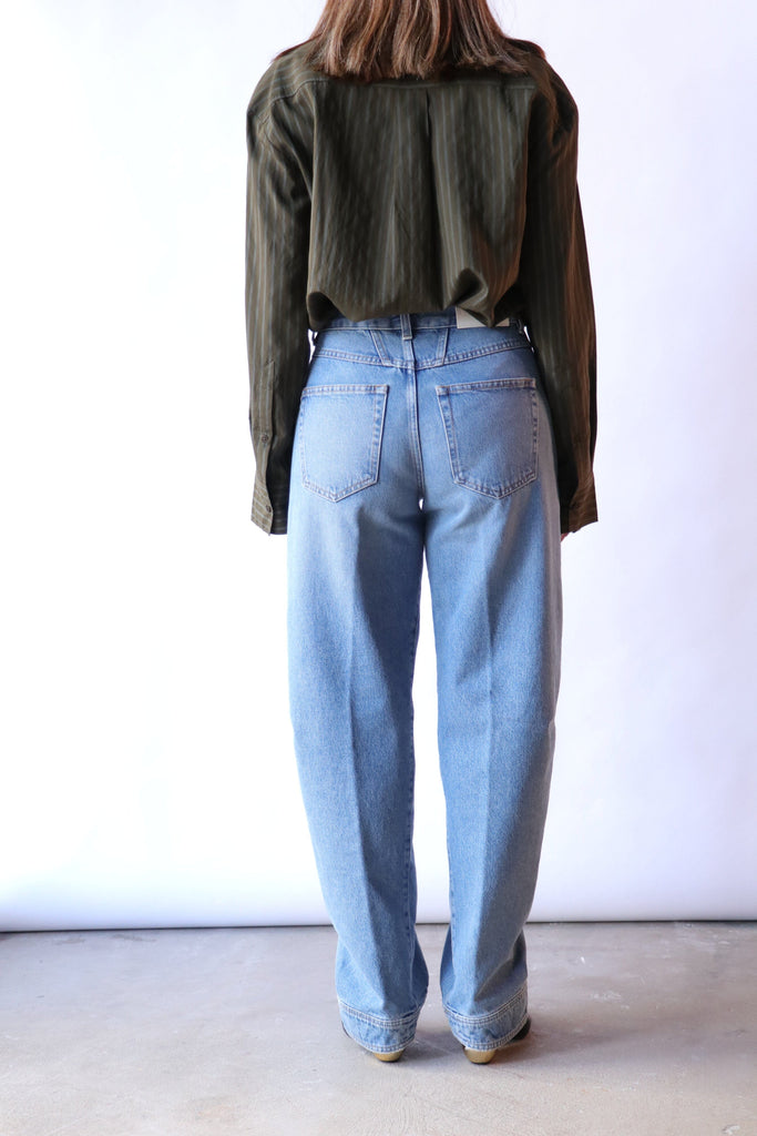 Closed Blouse with Asymmetric Details in Marsh Green tops-blouses Closed 