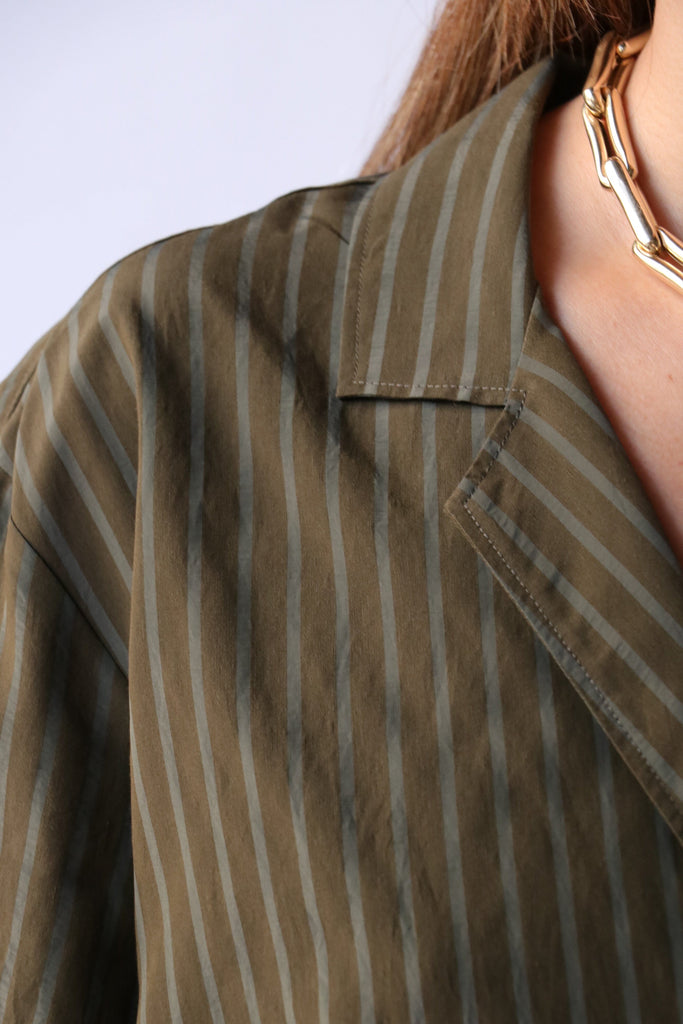 Closed Blouse with Asymmetric Details in Marsh Green tops-blouses Closed 