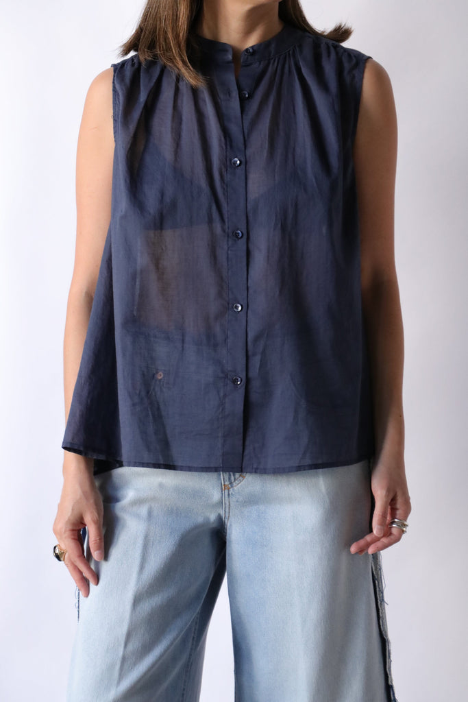Closed Cotton Voile Blouse in Space Blue tops-blouses Closed 