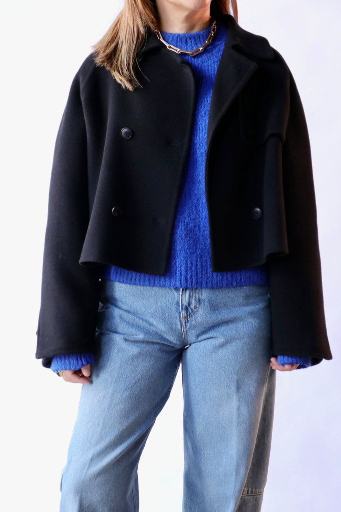 Closed Cropped Trench Coat in Black Outerwear Closed 