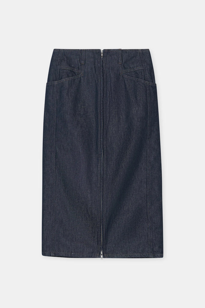 Closed Denim Zip Skirt in Dark Blue Bottoms Closed 