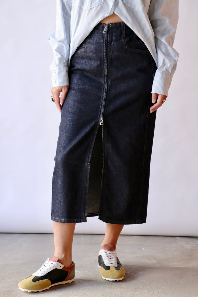 Closed Denim Zip Skirt in Dark Blue Bottoms Closed 