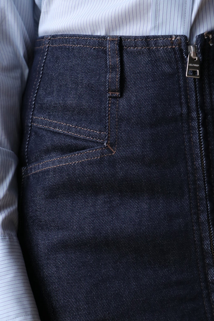 Closed Denim Zip Skirt in Dark Blue Bottoms Closed 