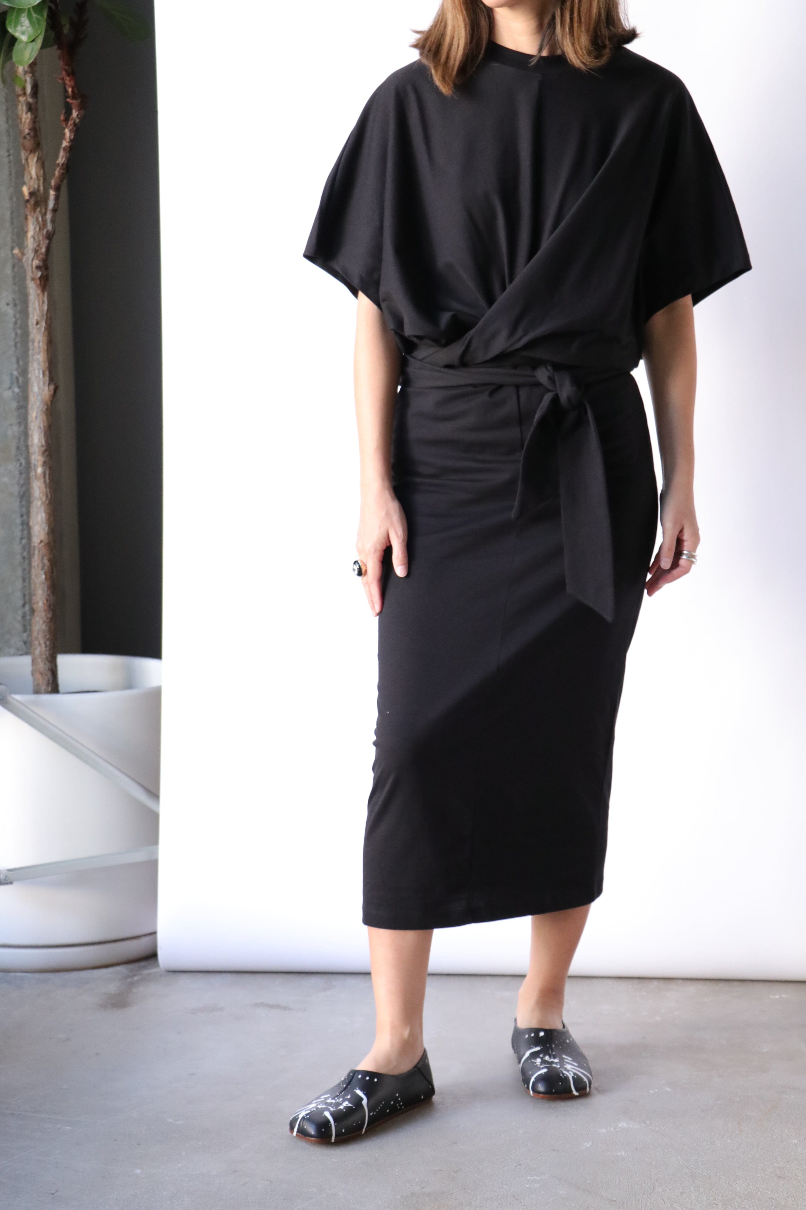 Closed Jersey Wrap Dress in Black | WE ARE ICONIC