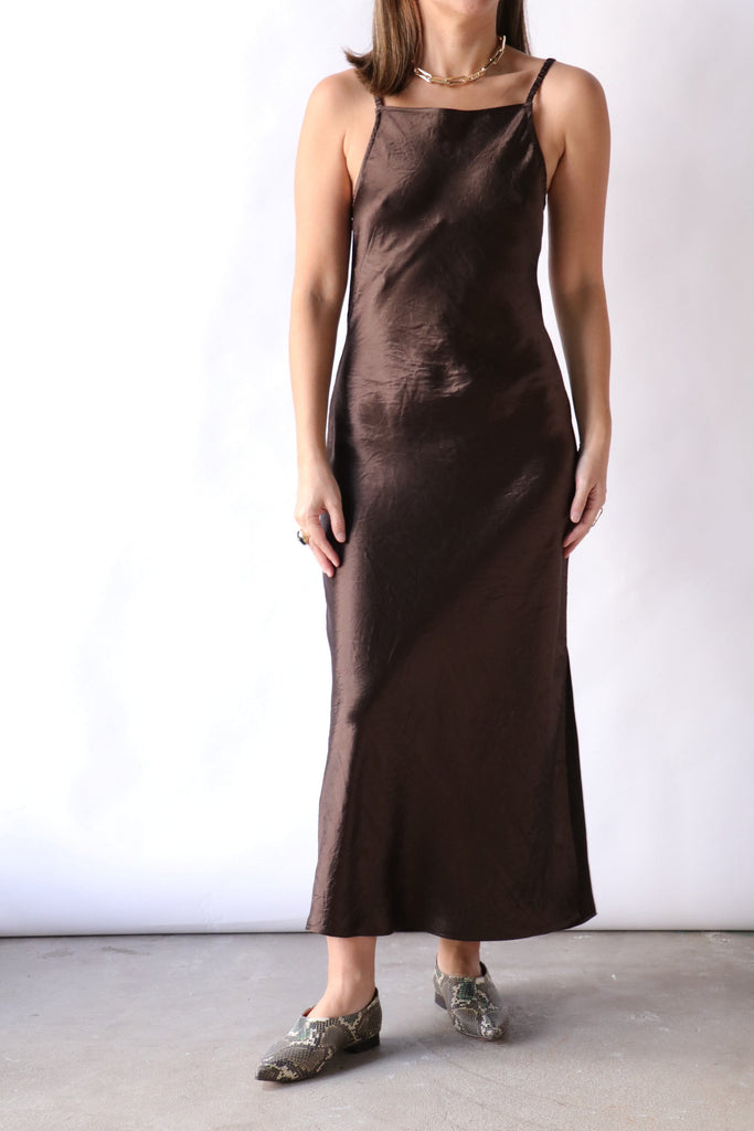 Closed Long Strap Dress in Cocoa Brown Dresses Closed 