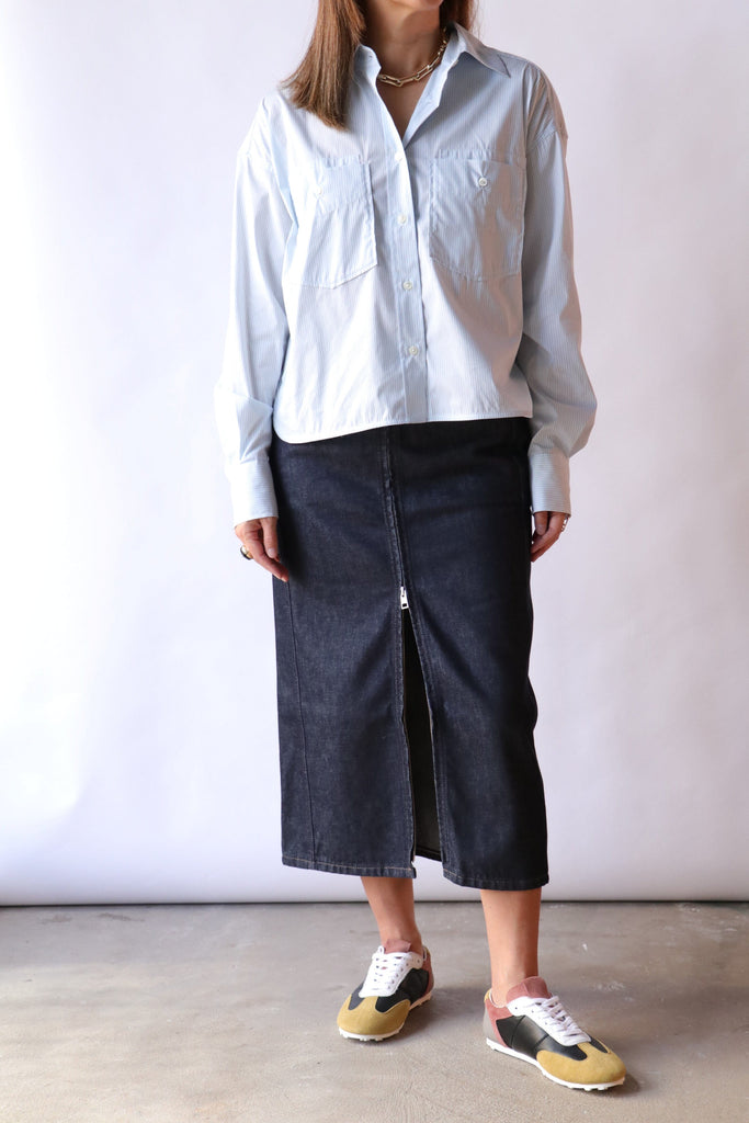 Closed Oversized Shirt w/ Cropped Front Nordic Blue tops-blouses Closed 