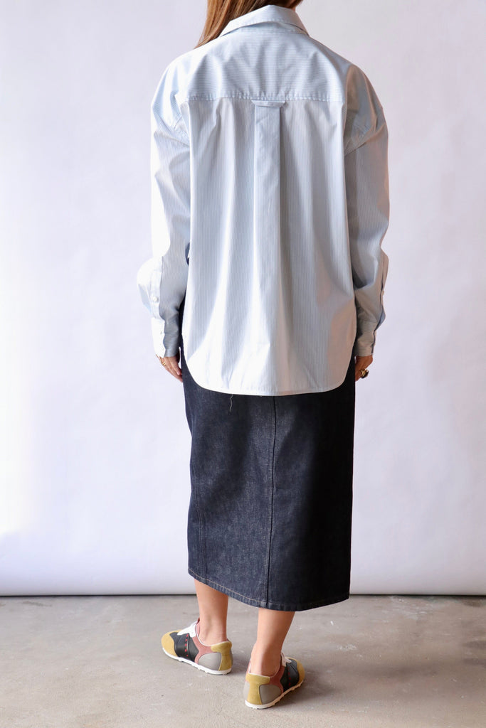 Closed Oversized Shirt w/ Cropped Front Nordic Blue tops-blouses Closed 