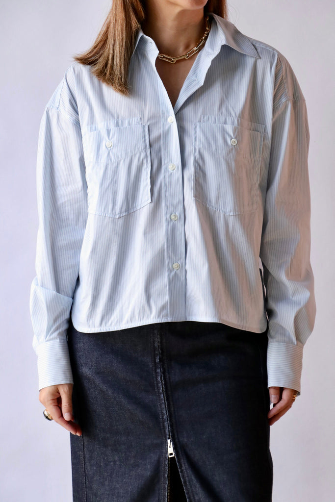 Closed Oversized Shirt w/ Cropped Front Nordic Blue tops-blouses Closed 