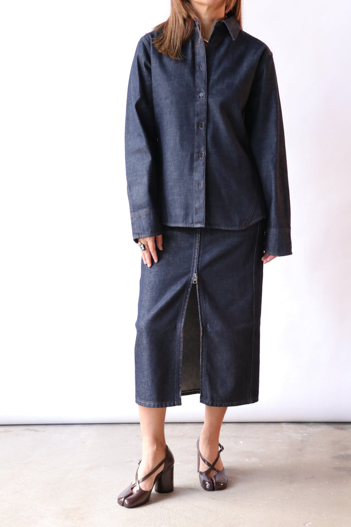 Closed Seaming Shirt in Dark Blue tops-blouses Closed 