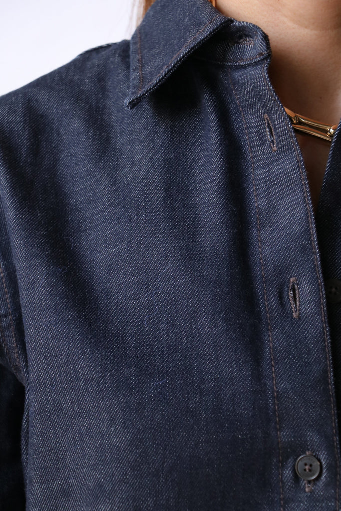 Closed Seaming Shirt in Dark Blue tops-blouses Closed 