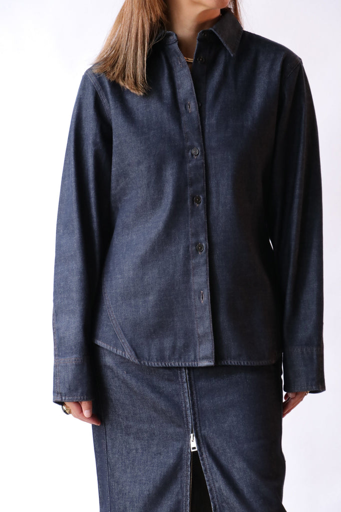 Closed Seaming Shirt in Dark Blue tops-blouses Closed 