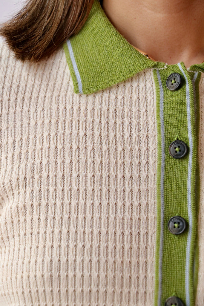 Closed Short Sleeve Polo in Ecru tops-blouses Closed 