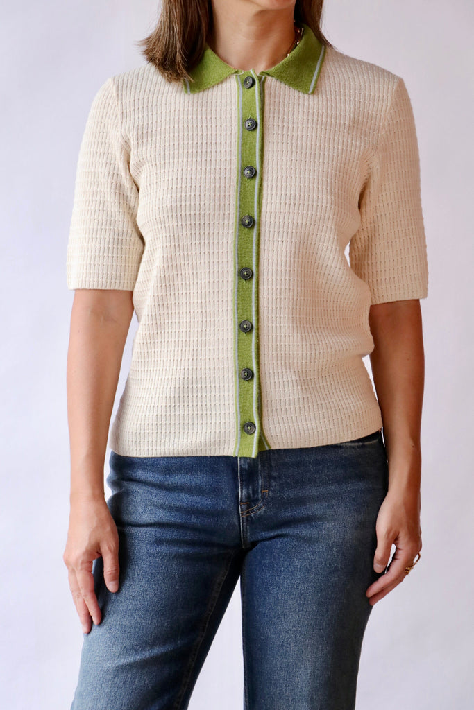 Closed Short Sleeve Polo in Ecru tops-blouses Closed 