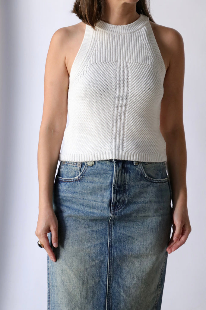 Closed Strap Knit Top in Ivory tops-blouses Closed 