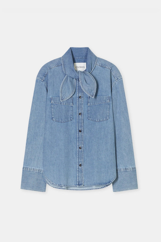 Closed The Scarf Shirt in Light Blue tops-blouses Closed 
