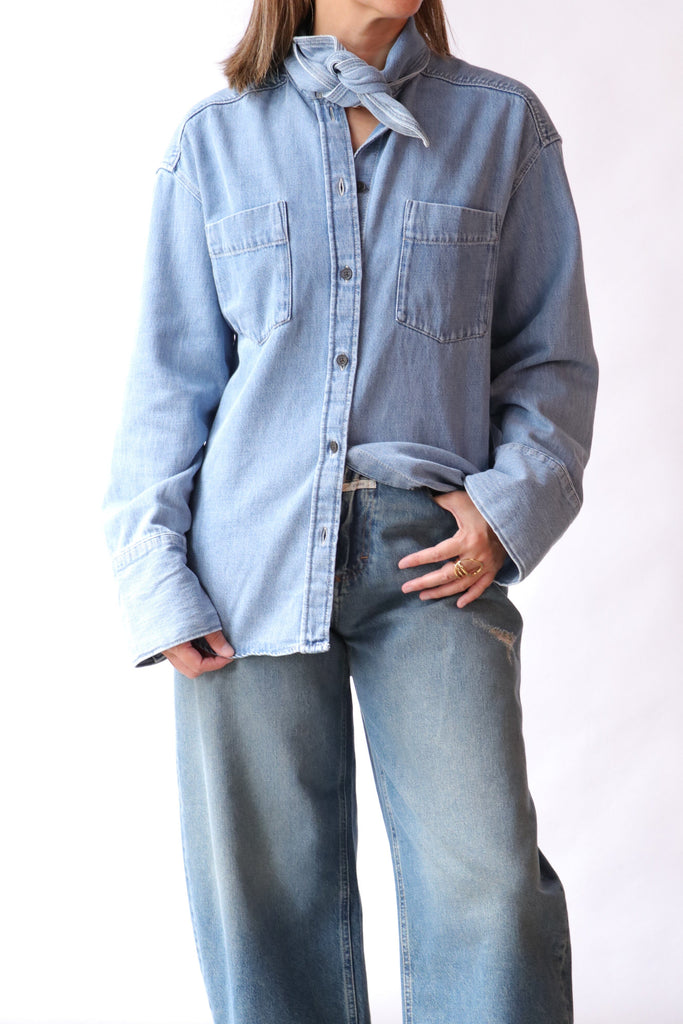 Closed The Scarf Shirt in Light Blue tops-blouses Closed 