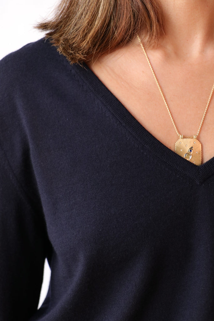 Closed V neck Long Sleeve in Dark Night tops-blouses Closed 