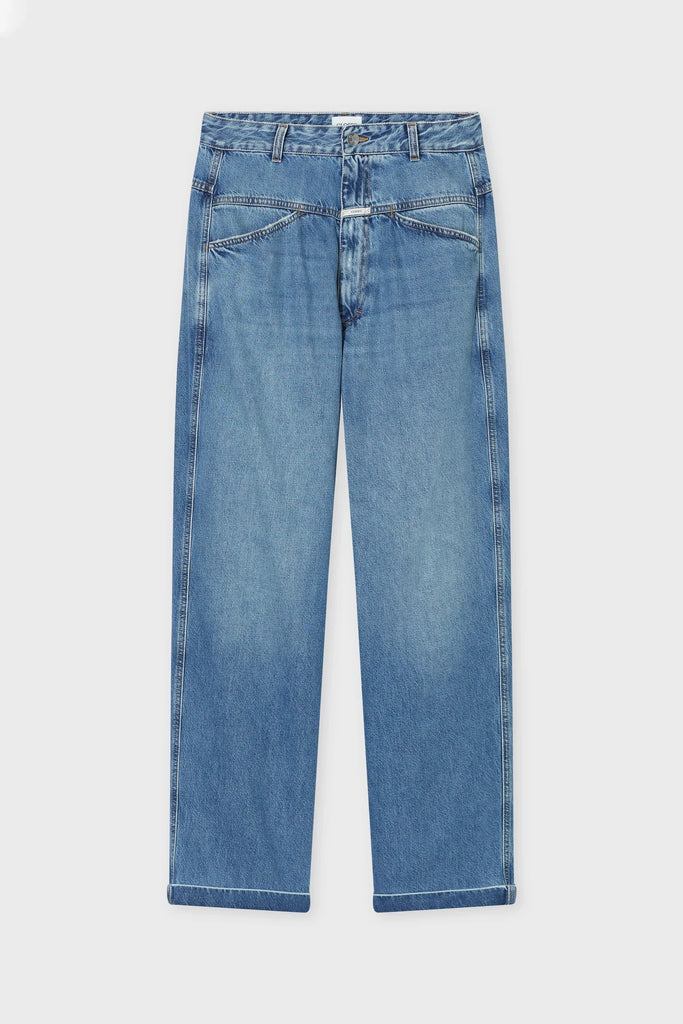 Closed Wide Jeans- Deni-x in Mid Blue Bottoms Closed 