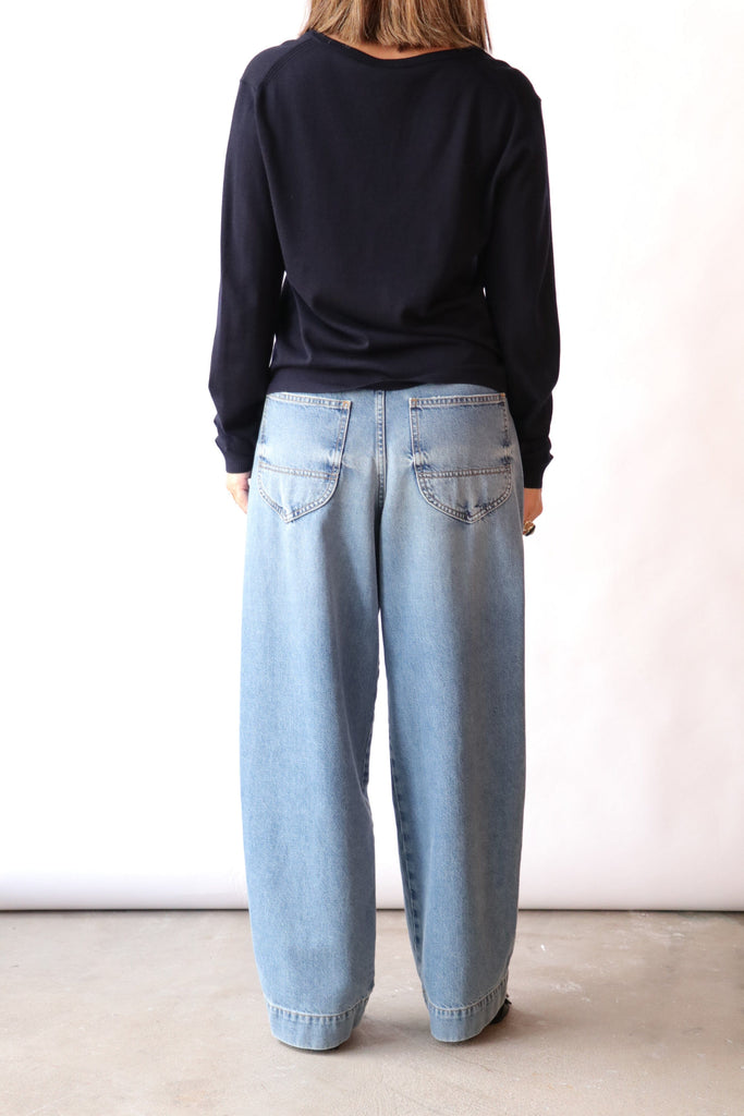 Closed Wide Jeans- Deni-x in Mid Blue Bottoms Closed 