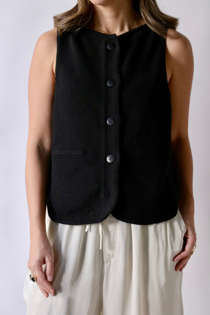 Cordera Boat Neck Waistcoat in Black tops-blouses Cordera 