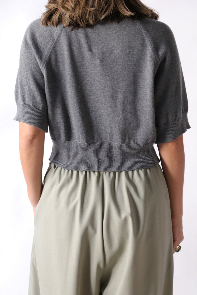 Cordera Cotton & Cashmere Top in Grey Knitwear Cordera 