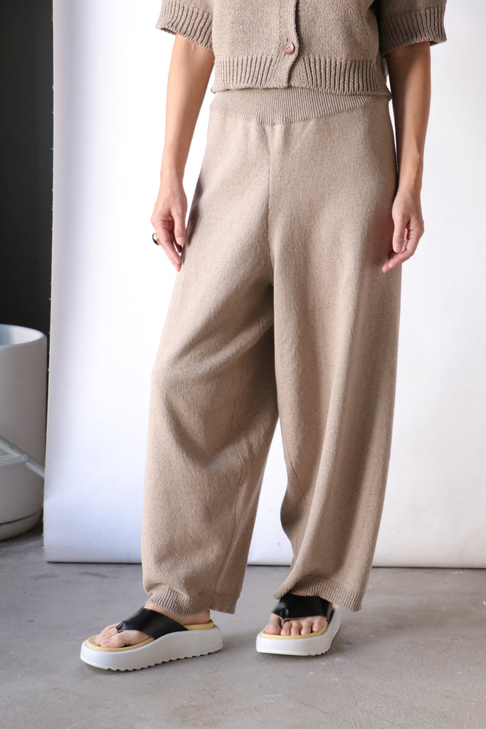 Cordera Cotton Knitted Pants in Taupe Bottoms Cordera 