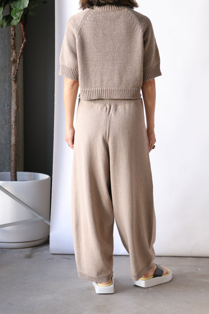 Cordera Cotton Knitted Pants in Taupe Bottoms Cordera 