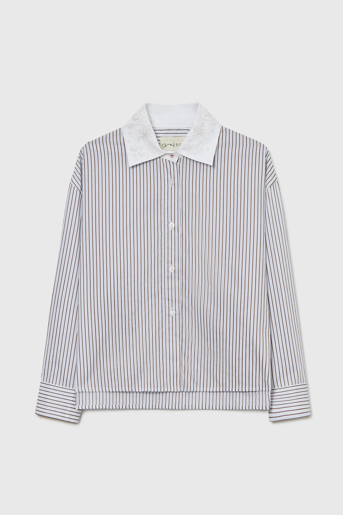 Cordera Embellished Striped Shirt tops-blouses Cordera 