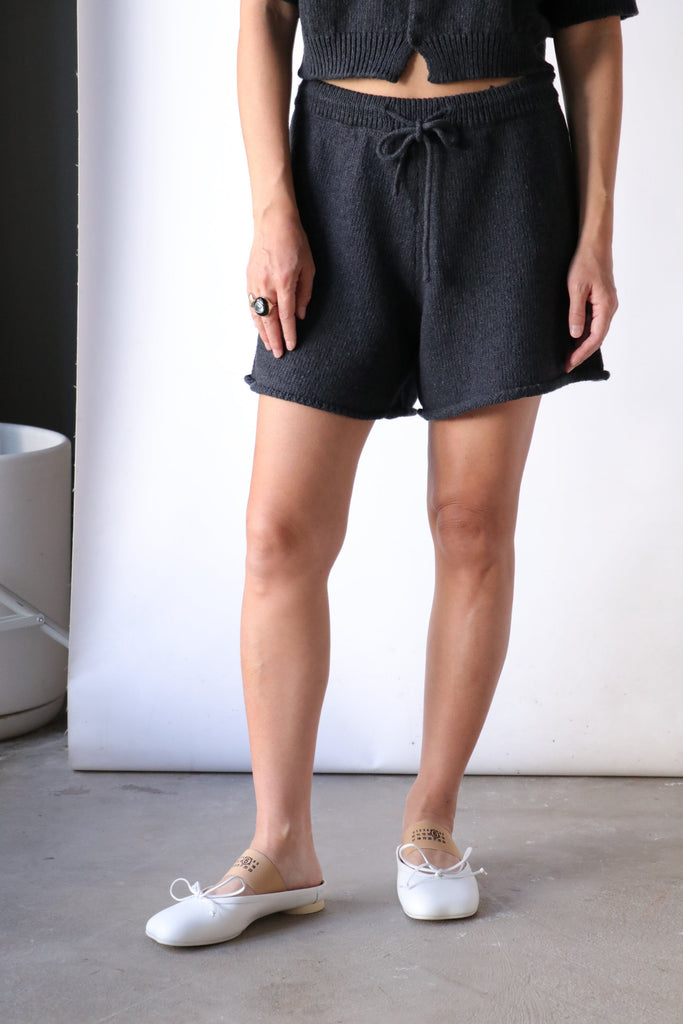 Cordera Heather Cotton Shorts in Charcoal Bottoms Cordera 