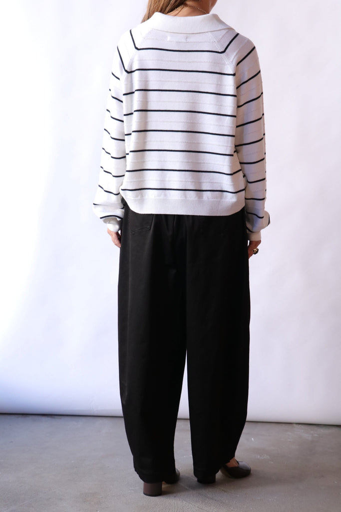 Cordera Merino Wool Striped Polo in White tops-blouses Cordera 