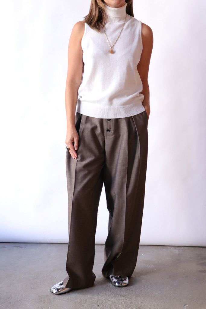 Cordera Merino Wool Turtleneck Vest in White tops-blouses Cordera 