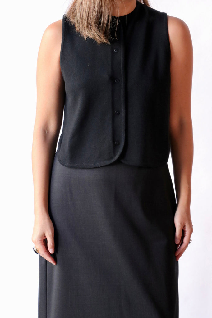 Cordera Merino Wool Waistcoat in Black tops-blouses Cordera 