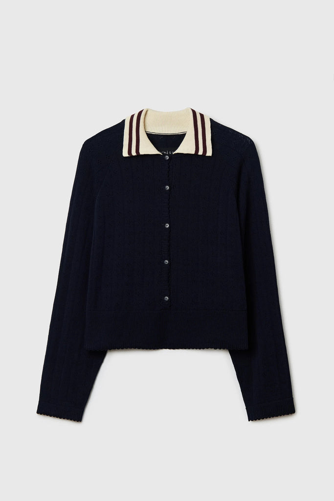 Cordera Organic Cotton Long Sleeve Polo in Navy tops-blouses Cordera 