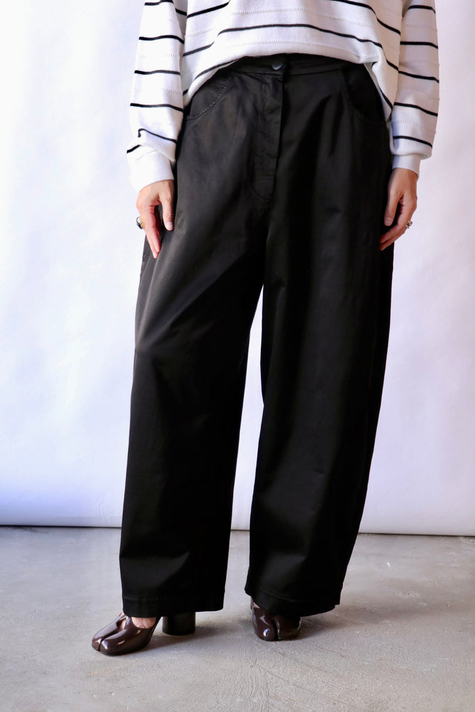 Cordera Satin Curved Pants in Black Bottoms Cordera 