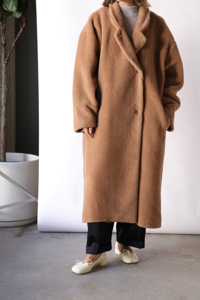 Cordera Shearling Camel Coat in Camel Outerwear Cordera 