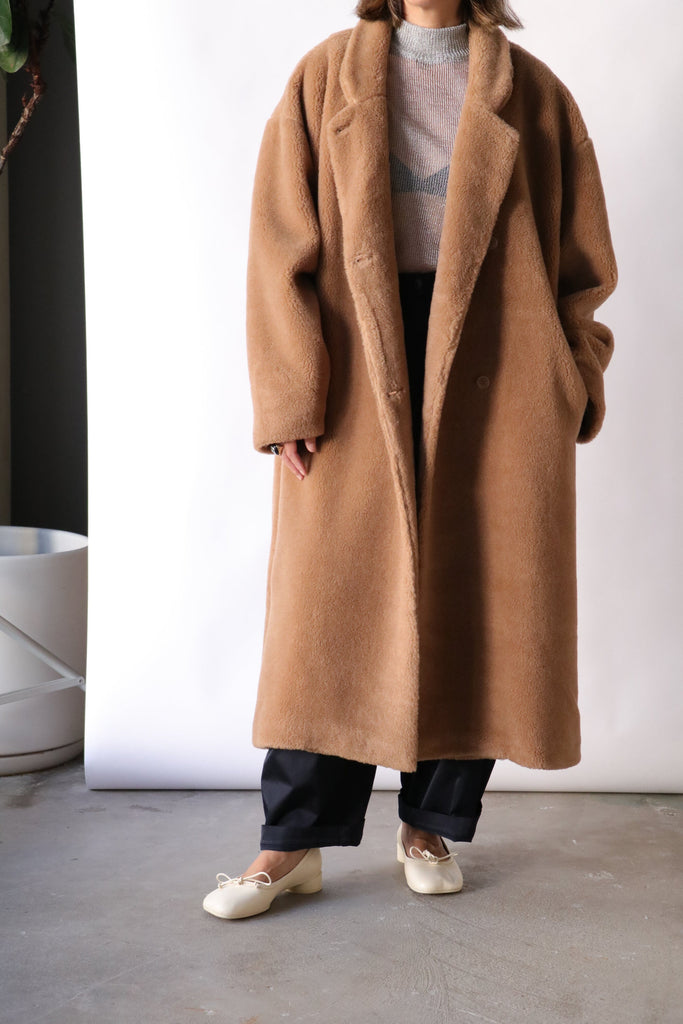 Cordera Shearling Camel Coat in Camel Outerwear Cordera 