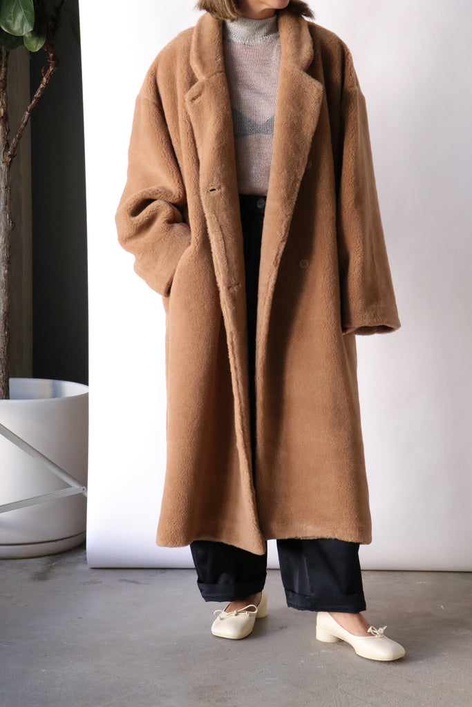 Cordera Shearling Camel Coat in Camel Outerwear Cordera 